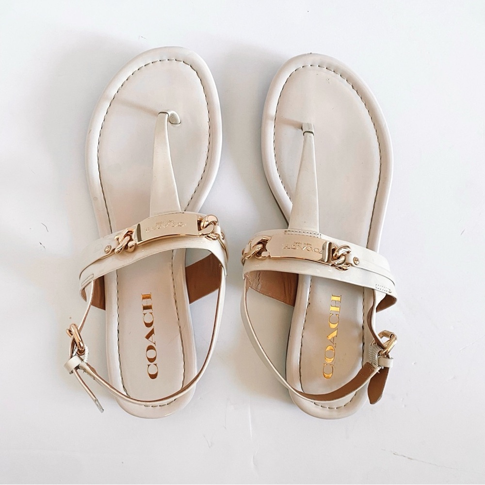COACH Caterine T-strap Thong Leather Sandals